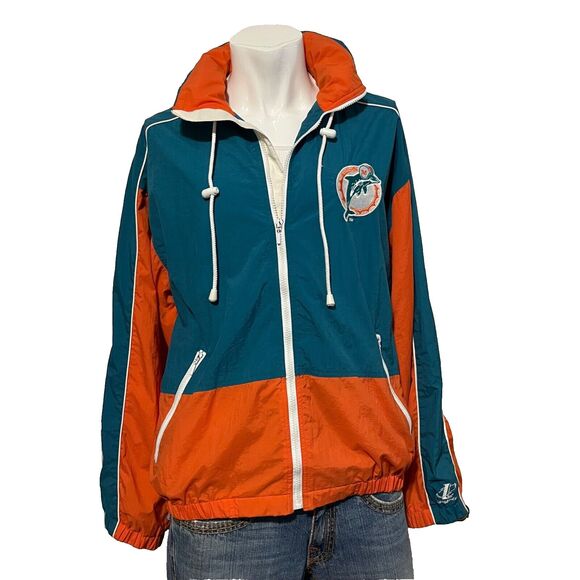 Miami Dolphins Vintage 80s Logo Athletic Hooded Lightweight Jacket Medium - Picture 3 of 12